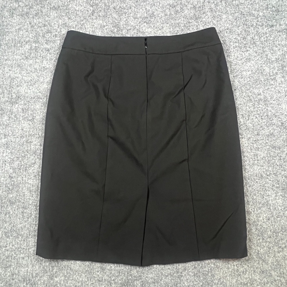Ann Taylor Pencil Skirt Womens 10 Black Stretch Pleated Knee Length Back Zip - Picture 2 of 9